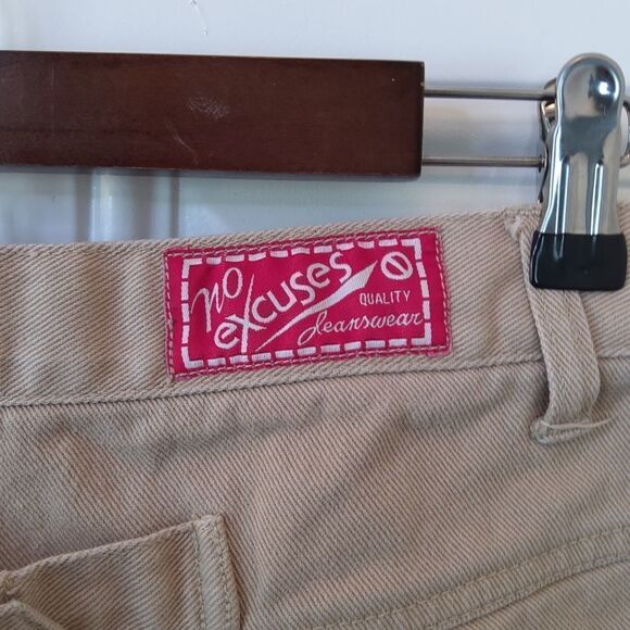 No Excuses khaki color five pocket denim shorts with back buckle - Picture 7 of 10